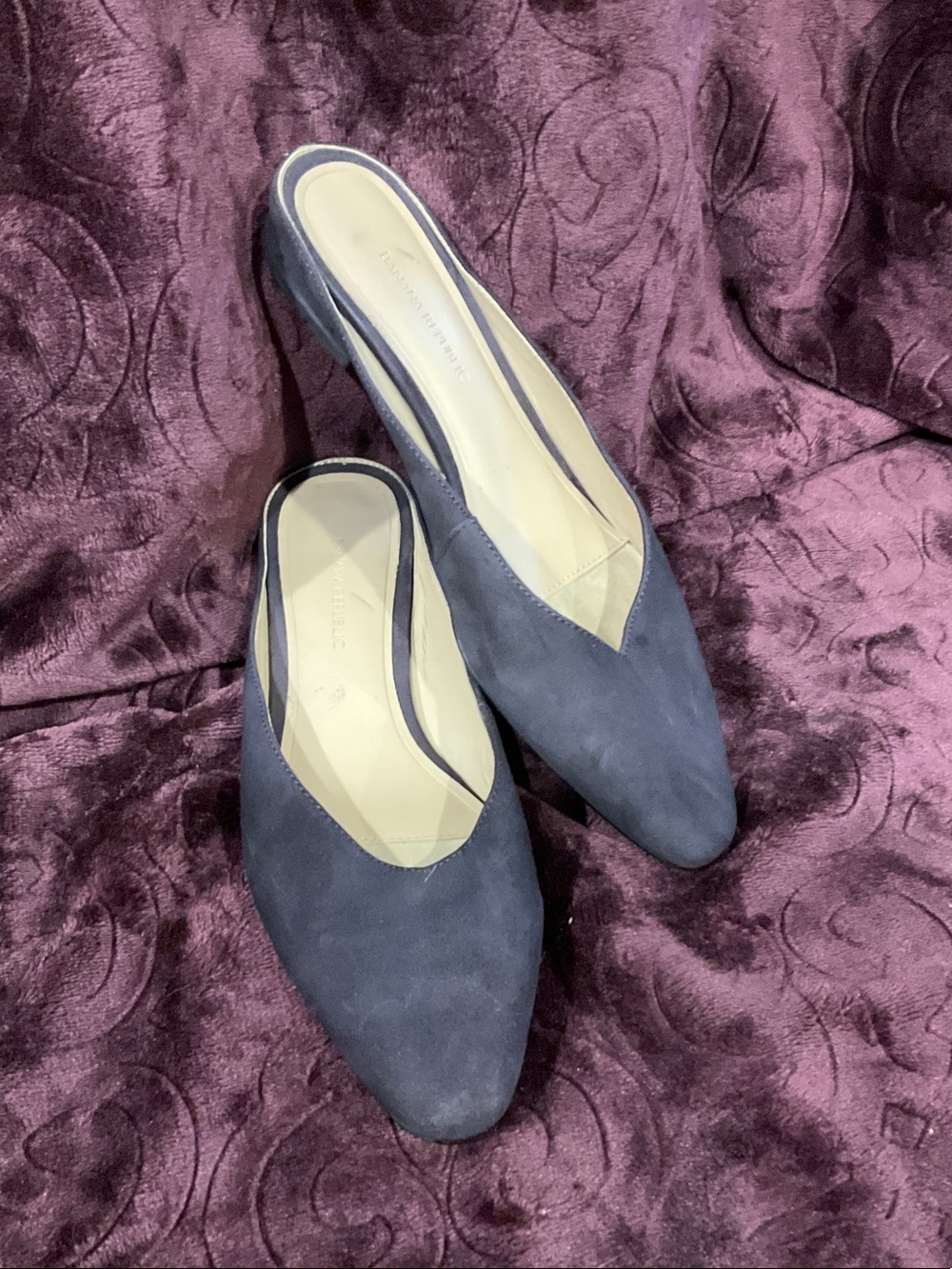 Banana Republic Navy Pointed-Toe Slip-On Mules